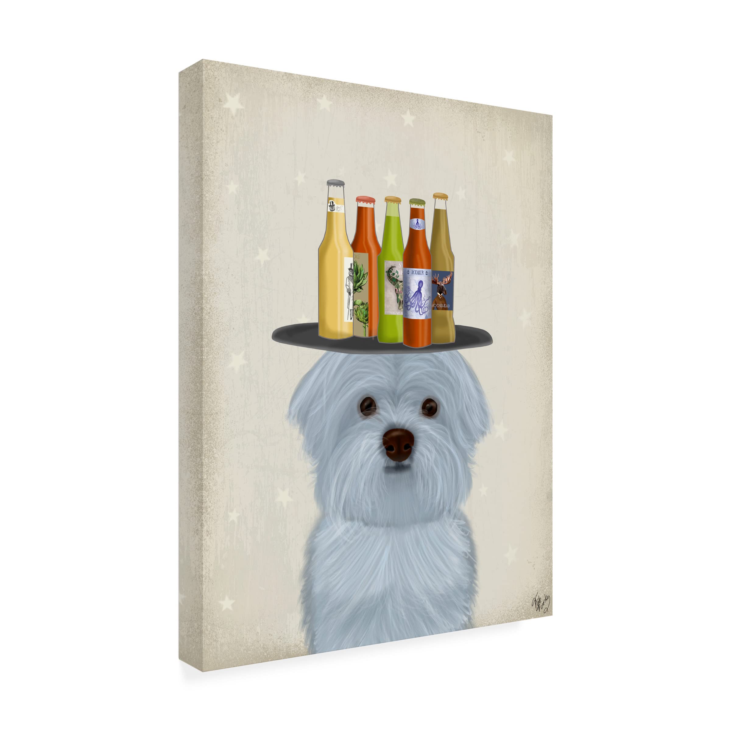 Trademark Fine Art 'Newfoundland Beer Lover' Canvas Wall Art Print by Fab Funky - Perfect for Home Bar Decor, Man Cave & Gift for Beer Enthusiasts