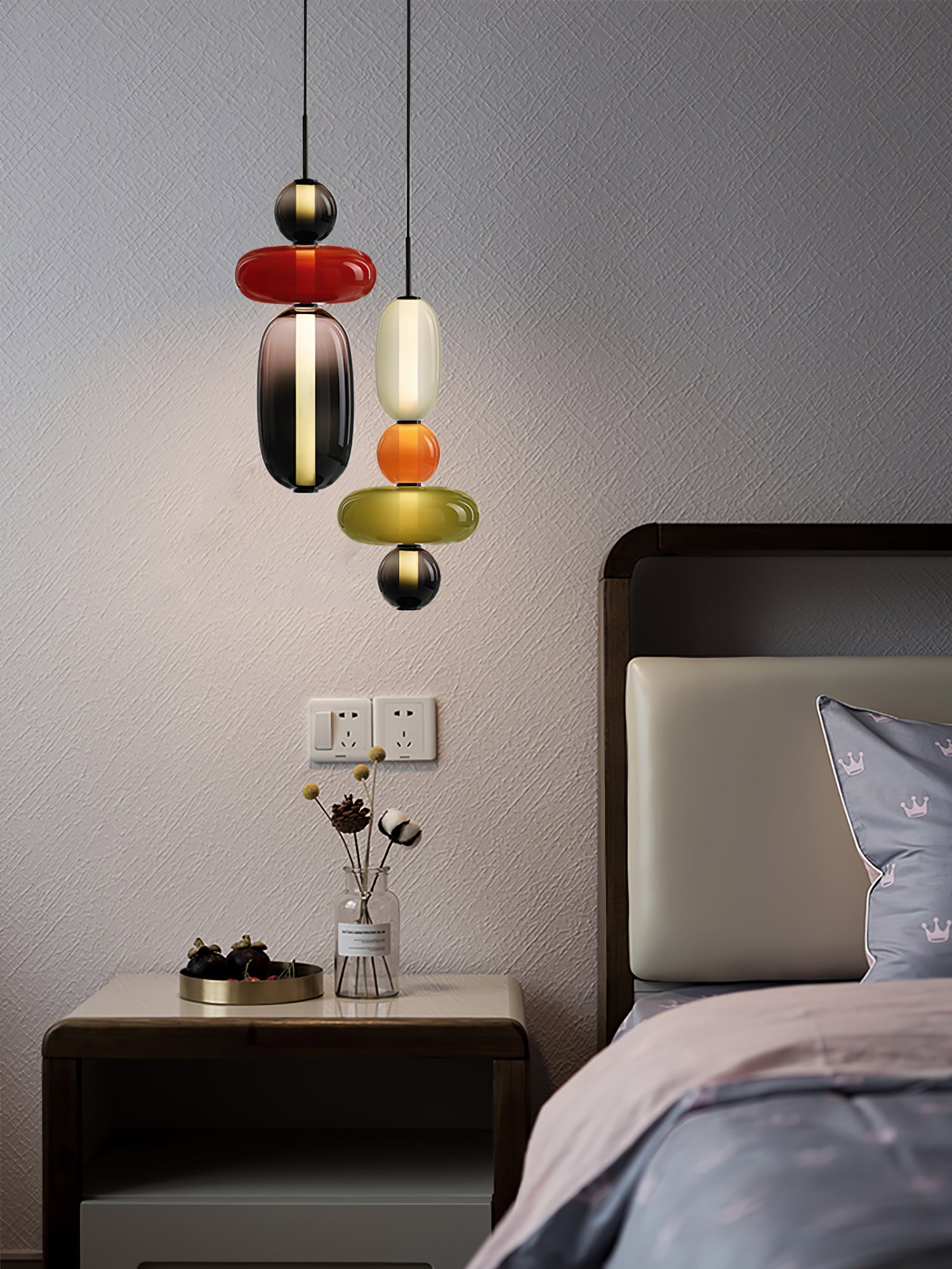 Stylish Candied Glass Pendant Light Set - Modern Hanging Fixture for Dining Room, Kitchen Island & Bedroom Decor