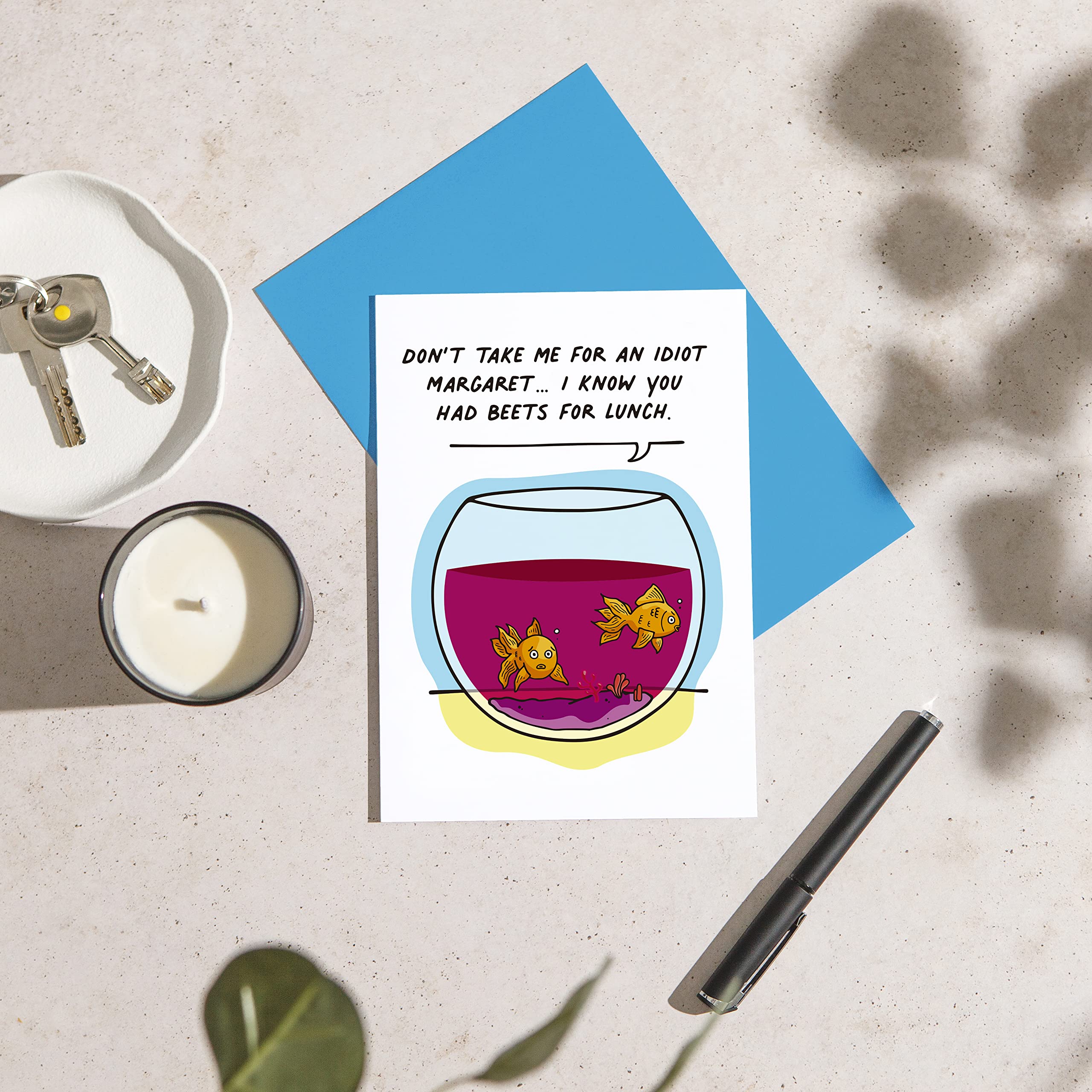 Huxters 'Did You Have Beets For Lunch?' Funny Birthday Card - Humorous Gift for Women, Men, Friends, Mum or Dad - A5 Size Goldfish Design - Perfect for Birthday Celebrations, Office Gifts & Special Occasions