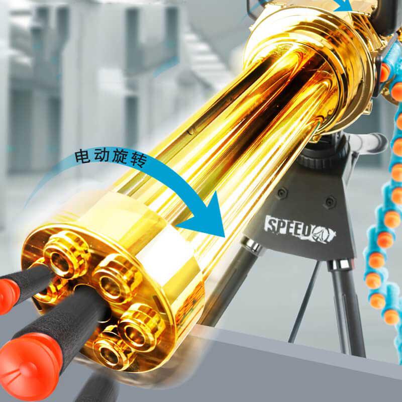 Lehui Electric Golden Gatling Minigun Dart Blaster Toy - High-Speed Foam Dart Shooting Gun for Outdoor Battles, Nerf War Games & Backyard Fun