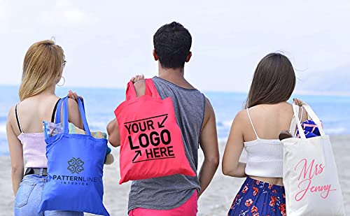 Custom Logo Printed Canvas Tote Bags - Eco-Friendly Reusable Shopping Bags for Promotional Giveaways, Brand Awareness Events, Trade Shows & Daily Use