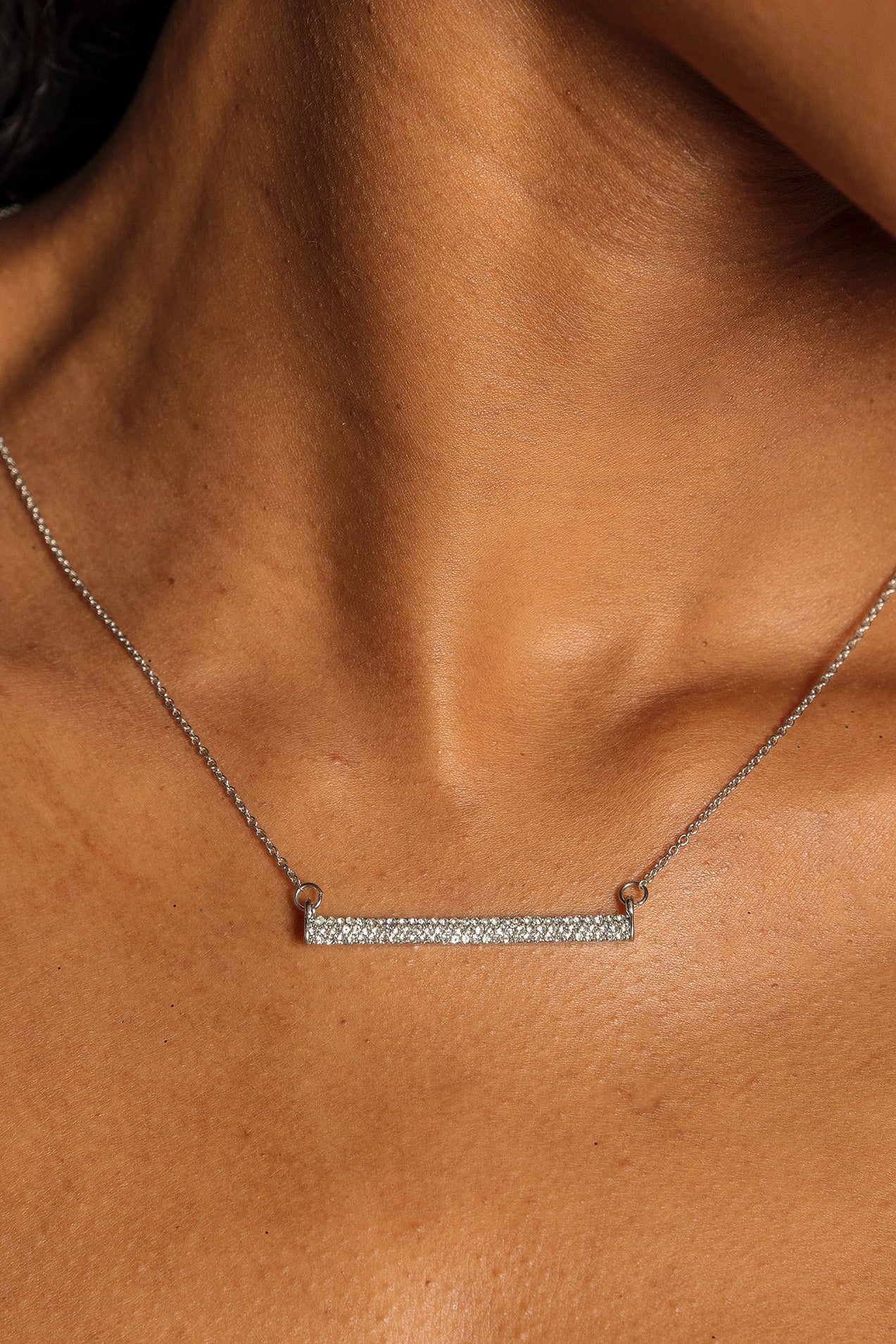 Sparkling Rhinestone Bar Necklace for Women - Elegant Layered Pendant Jewelry for Party, Wedding & Evening Wear