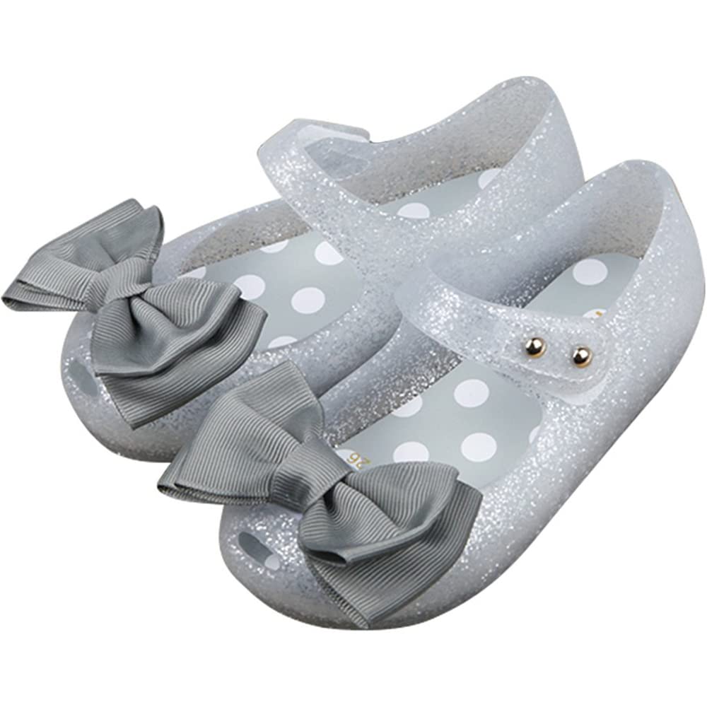 iFANS Girls Princess Mary Jane Jelly Shoes with Bow - Toddler & Little Kids Flats for Party, School & Special Occasions