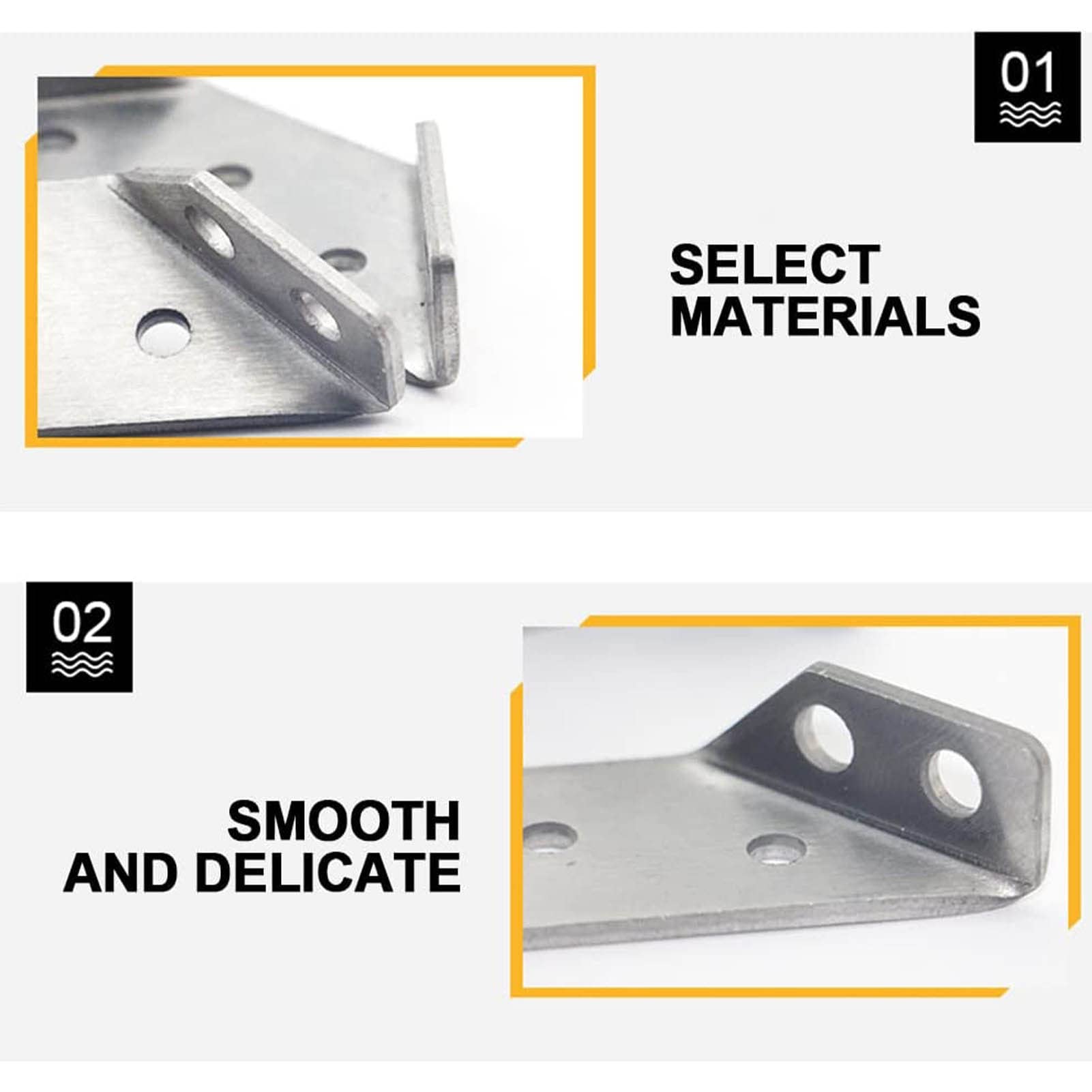 Joberio 4-Pack Metal Corner Brackets 2.71x0.5in - Heavy Duty Furniture Connectors for Cabinets, Windows, Beds, Drawers - Perfect for Home Improvement & DIY Projects