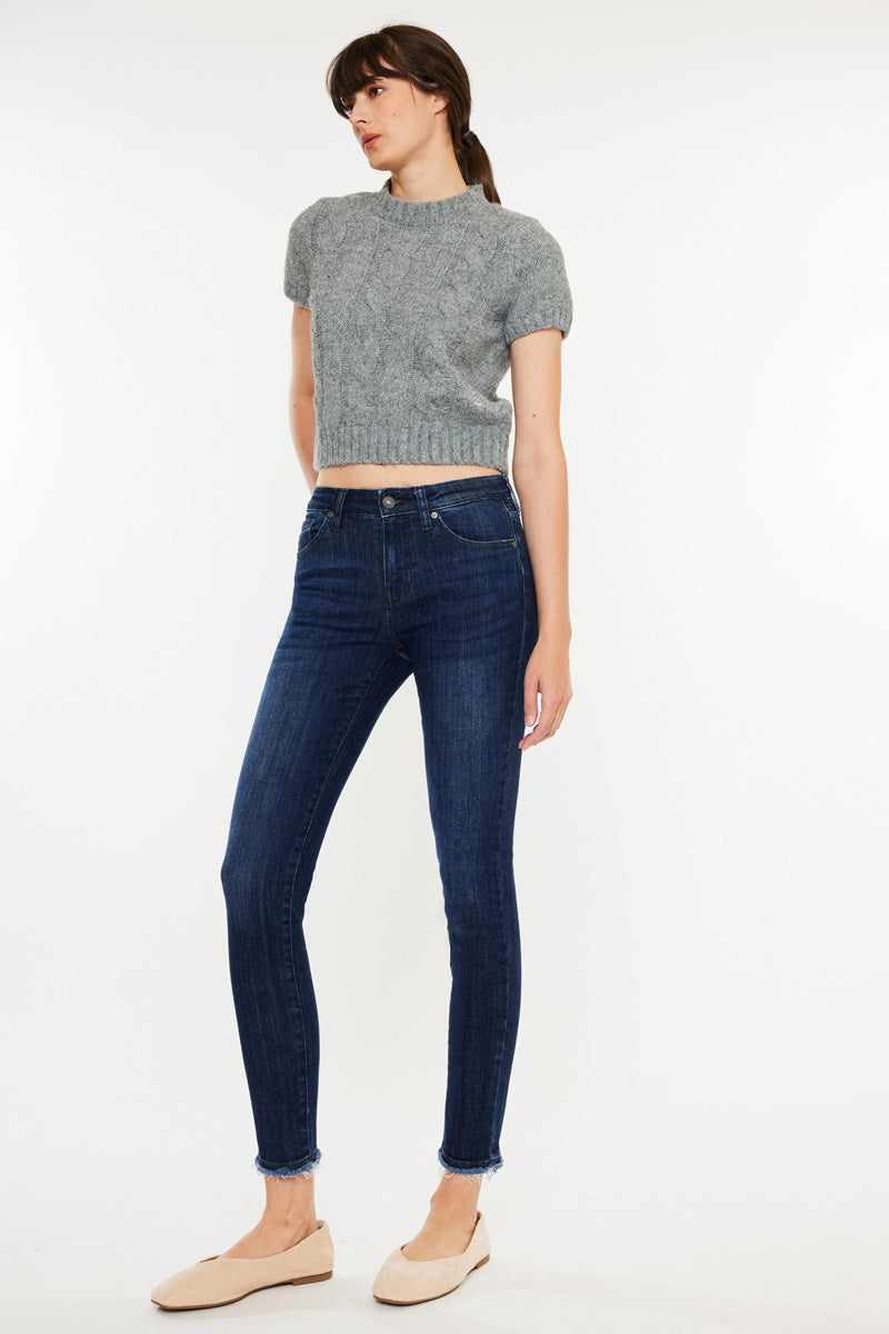 Atlanna Women's Mid Rise Ankle Skinny Jeans - Slim Fit Stretch Denim Pants for Casual Wear & Everyday Outfits
