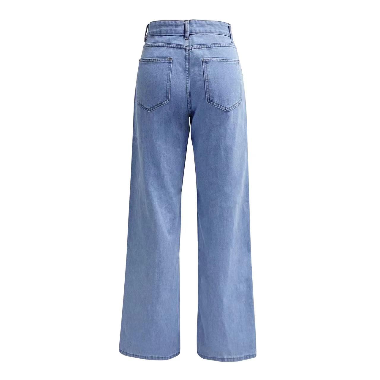 Women's High Waisted Boyfriend Jeans - Cargo Wide Leg Bootcut & Straight Leg Denim Pants - Light Blue (US Size Large, Alpha Fit) - Perfect for Casual Outings, Streetwear Fashion & Everyday Comfort