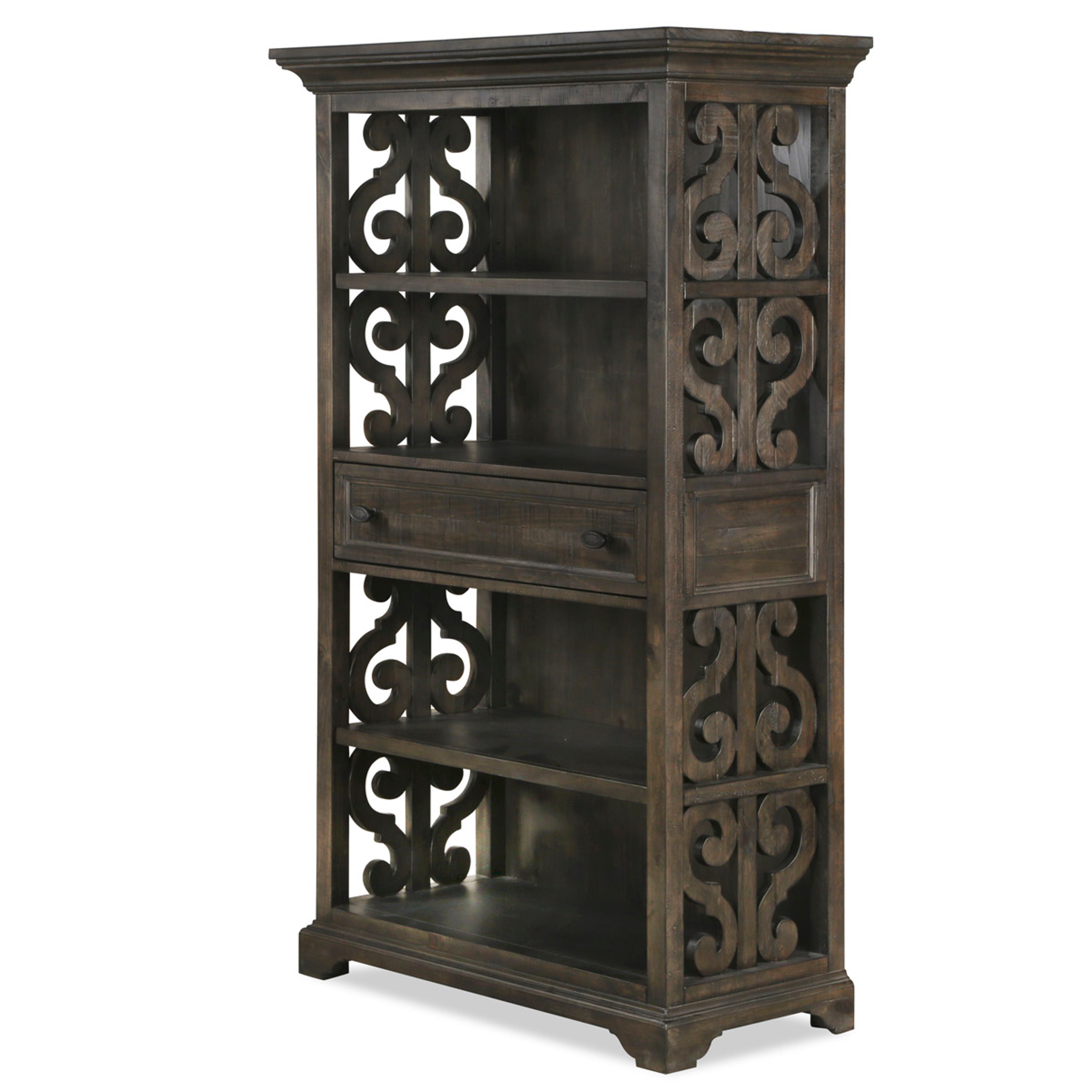 Bellamy Bookcase in Weathered Peppercorn - Rustic Wooden Bookshelf for Living Room, Bedroom & Office - Stylish Storage Solution for Books, Decor & Essentials