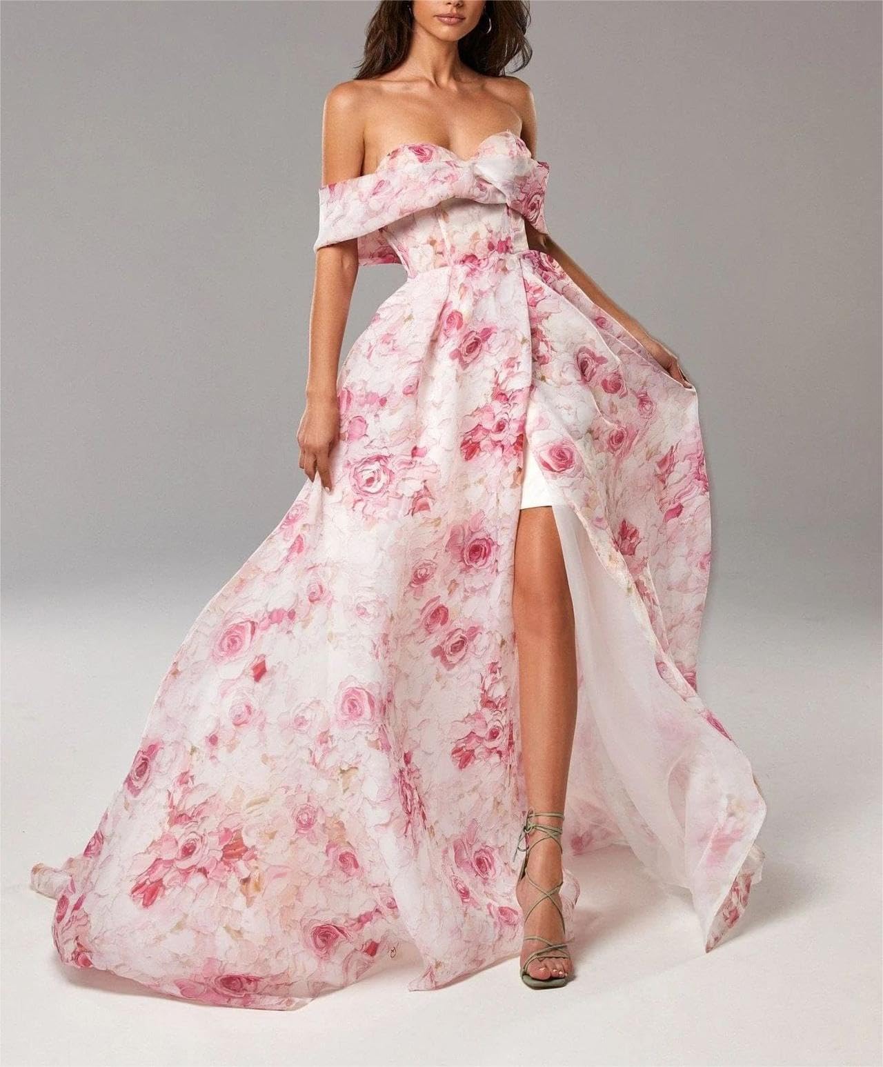 Elegant Strapless Floral Evening Dress for Women - Long Vacation Style Bridesmaid Gown | Perfect for Weddings, Parties & Summer Vacations