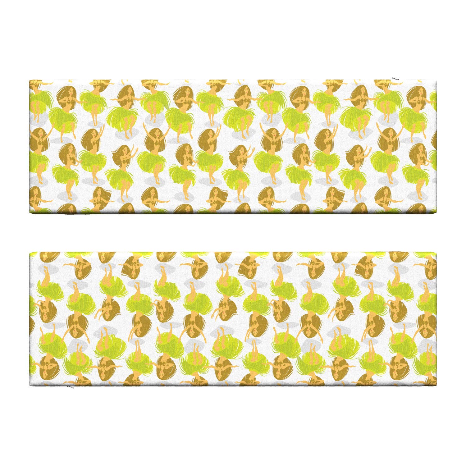 Ambesonne Hula Girl Bench Cushion Set of 2 - Hawaiian Luau Dancing Lady in Grass Skirt Boho Beach Design, Standard Size 45