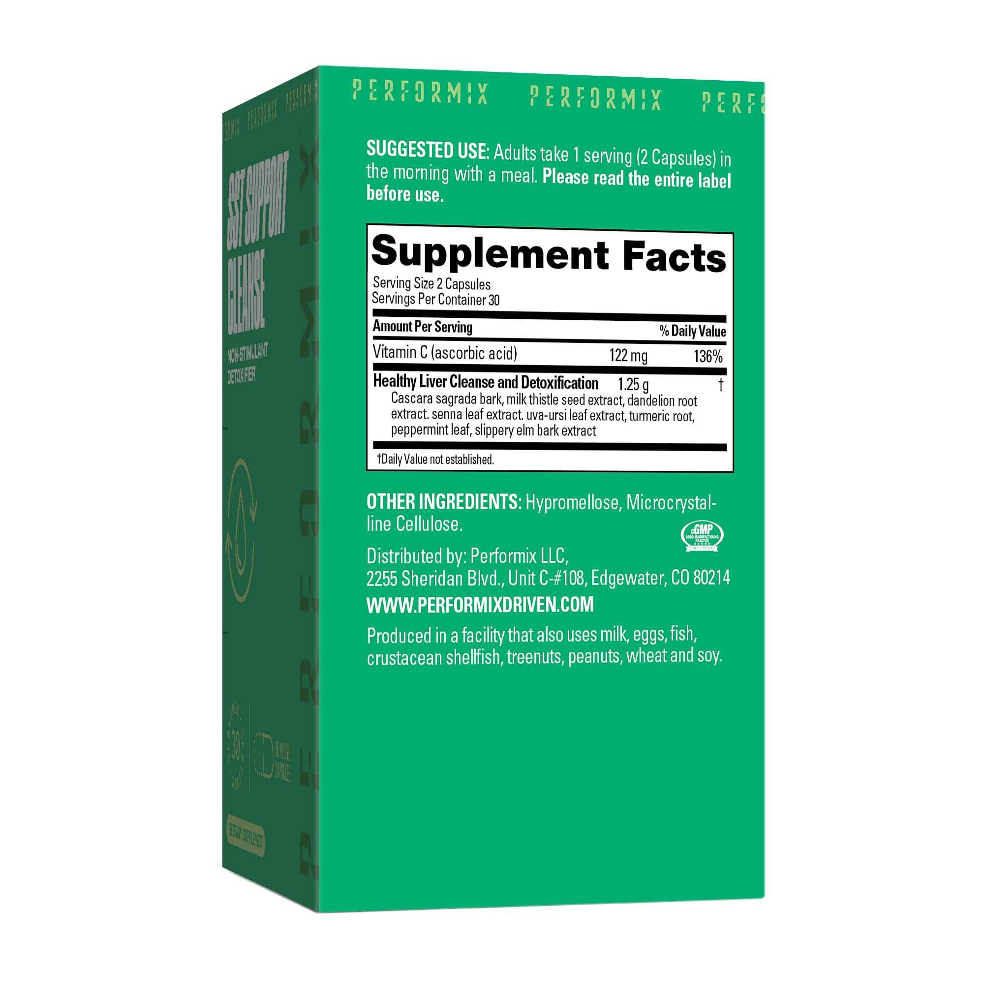 PERFORMIX SST Support Cleanse Non-Stimulant Liver Detox 60 Capsules - Milk Thistle & Turmeric Formula for Liver Health & Digestion - Supports Detox, Metabolism & Regularity - Ideal for Post-Workout Recovery & Daily Wellness Routine