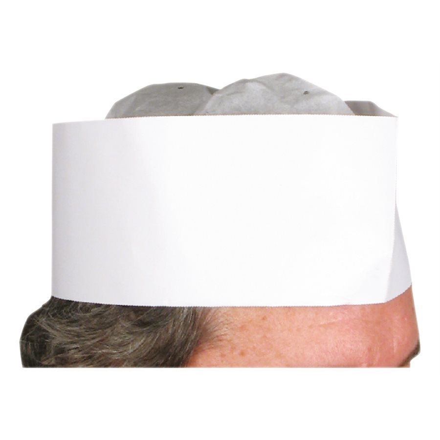 Winco 3-Pack Disposable Chef Hats - White Polyester Food Service Hair Covers for Kitchen Staff, Restaurants & Catering