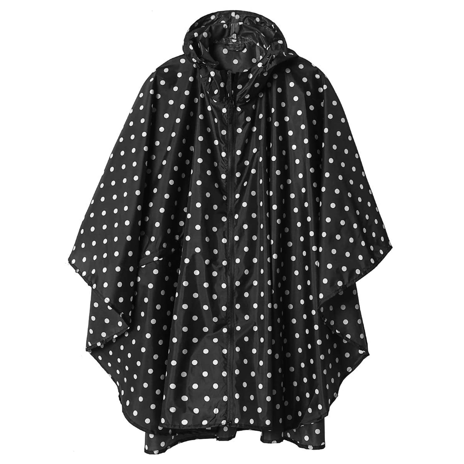 Waterproof Hooded Rain Poncho for Adults - Lightweight Unisex Raincoat with Pockets & Zipper - Outdoor Hiking, Camping, Travel & Emergency Weather Protection