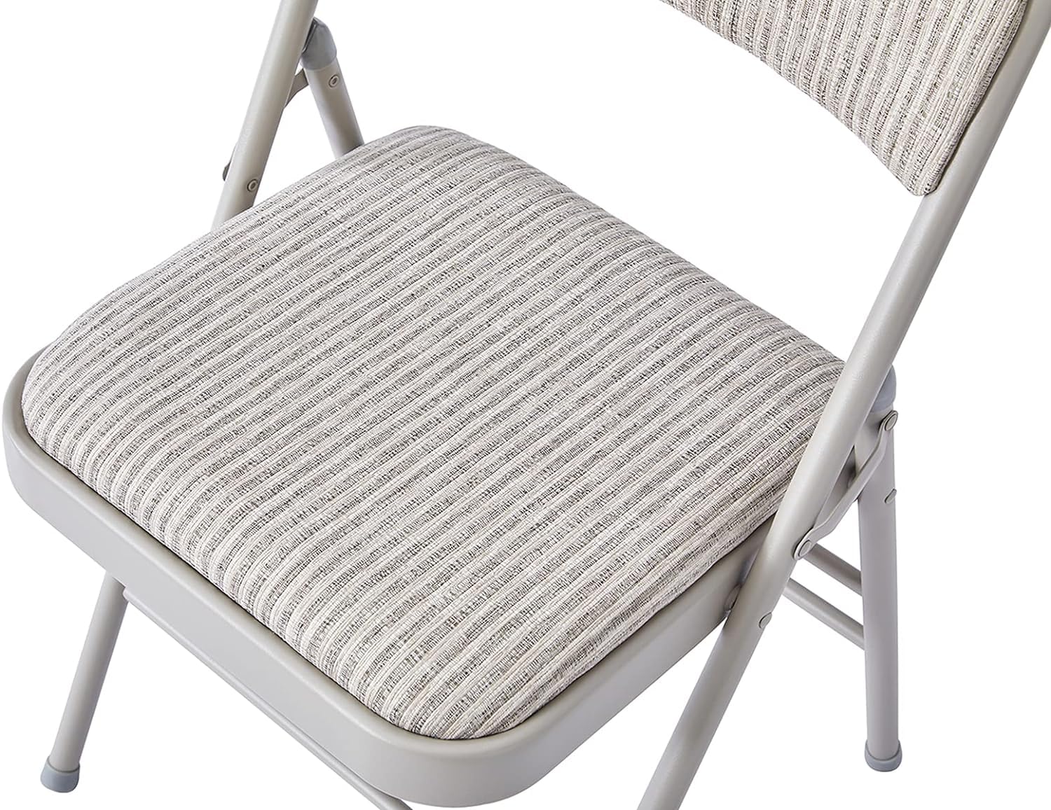 2 Pack Heavy Duty Folding Chairs with Padded Seat & Back - Commercial Grade Metal Frame & Soft Fabric Cushion - Perfect for Home, Office, Indoor & Outdoor Events - Ideal for Weddings, Parties, Camping & Picnics (White, Set of 2)