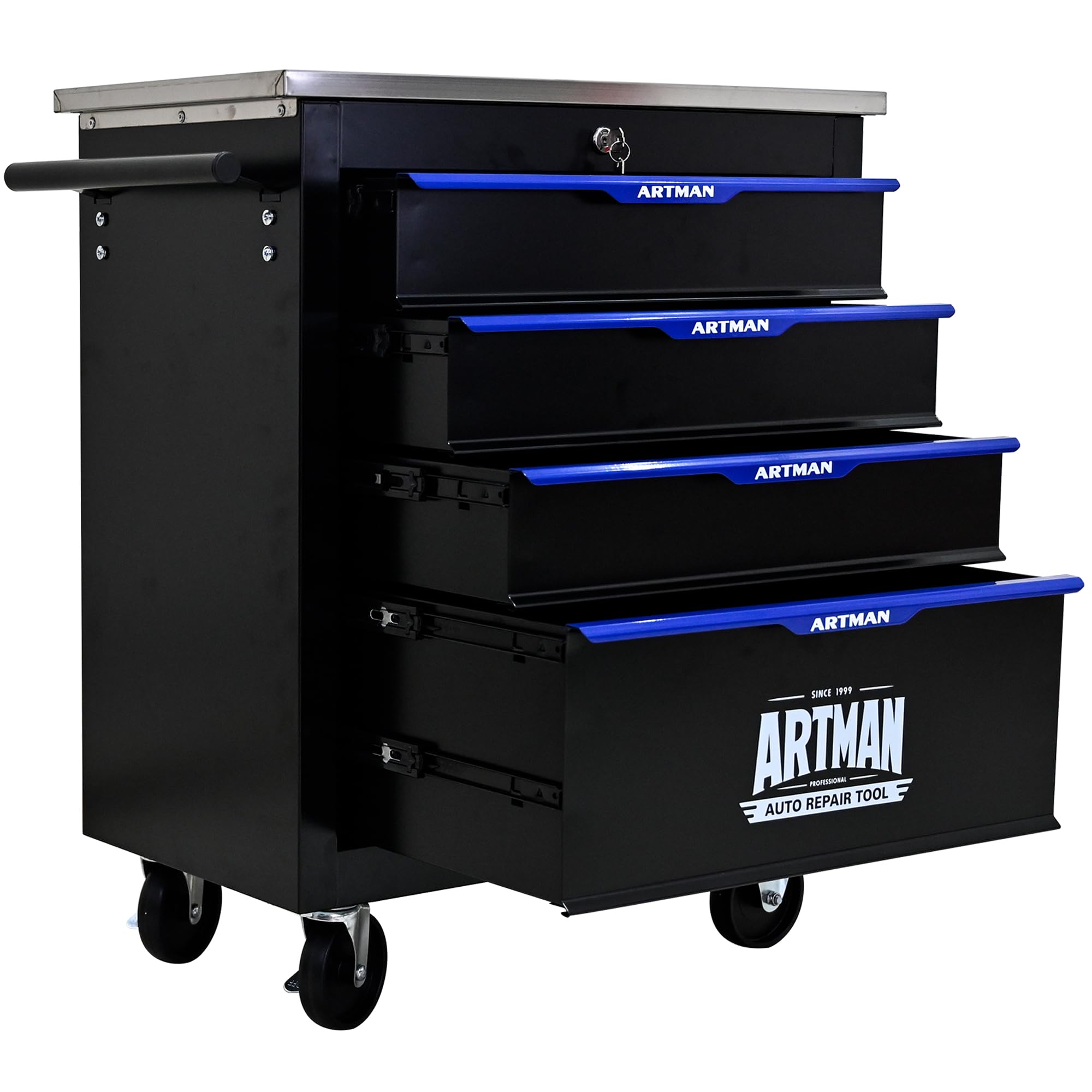 4-Drawer Rolling Tool Chest - Heavy Duty Metal Tool Storage Cabinet with Wheels, 7 Storage Boxes & Organizer for Garage, Workshop, Auto Repair & Home DIY Projects