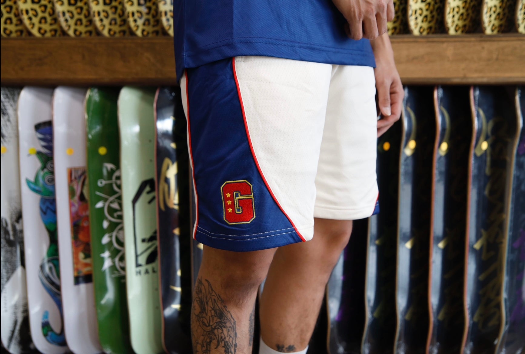 Geometric G Logo Shorts for Men - Trendy Casual Cotton Shorts with Embroidered Design (Cream) - Perfect for Summer, Beach, Gym & Streetwear Fashion