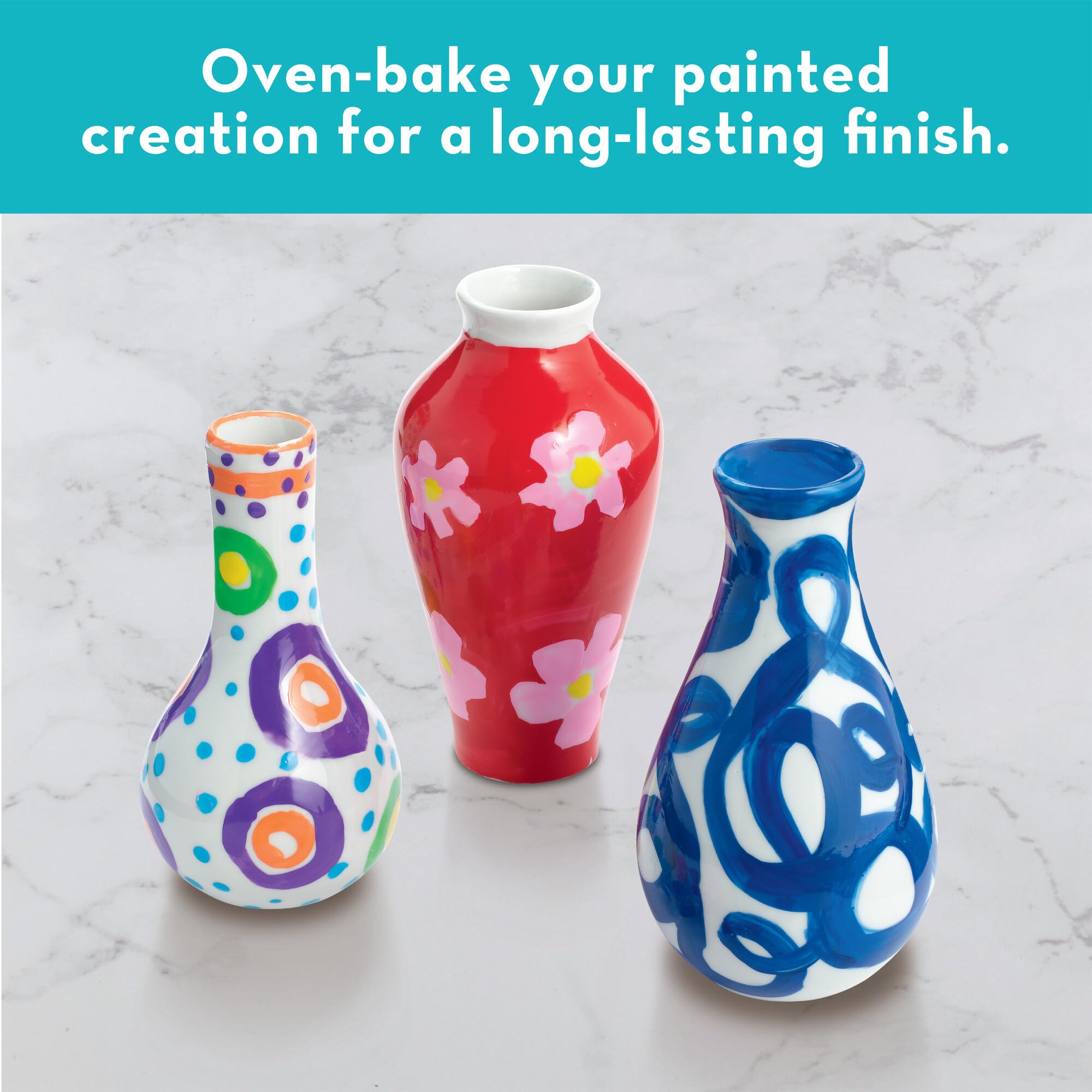 MindWare DIY Paint Your Own Vases Kit - Creative Ceramic Vase Painting Set for Kids & Adults - Perfect for Home Decor, Gifts & Art Projects