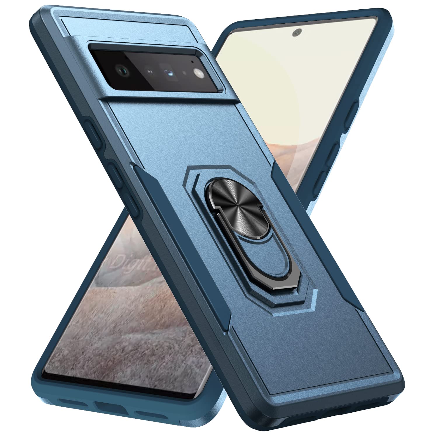 Google Pixel 6 Pro Case - Heavy Duty Hybrid Armor Cover with Kickstand & Magnetic Plate | Perfect for Work & Travel