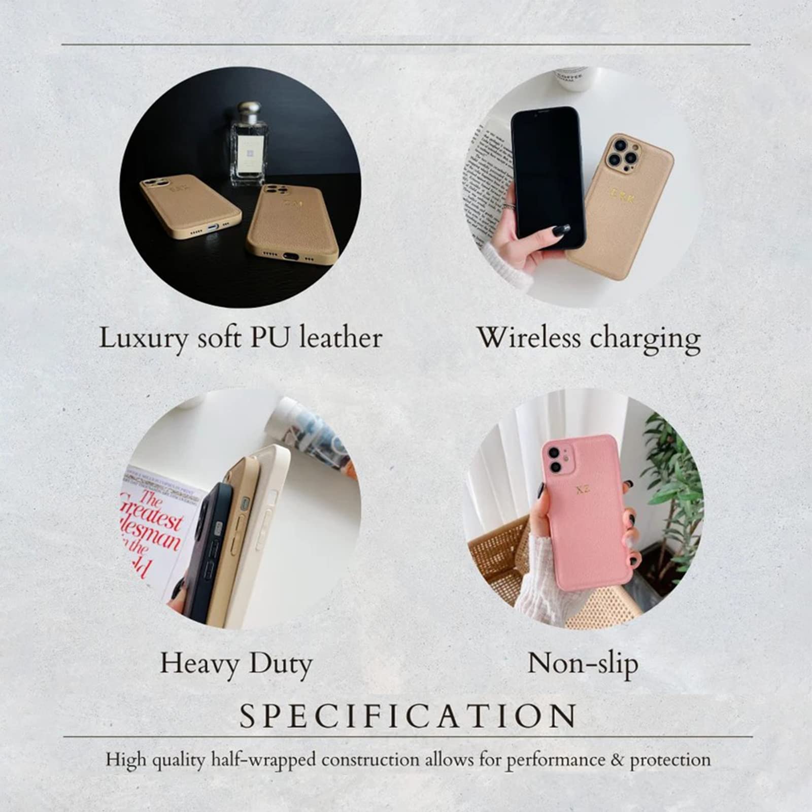 Personalized Leather iPhone Case with Birth Flowers & Name - Custom Monogram Phone Cover for iPhone 13 Pro Max/12/11/X/10/7/8 - Unique Bridesmaid Gifts, Wedding & Birthday Presents for Her - Perfect for Special Occasions & Everyday Use
