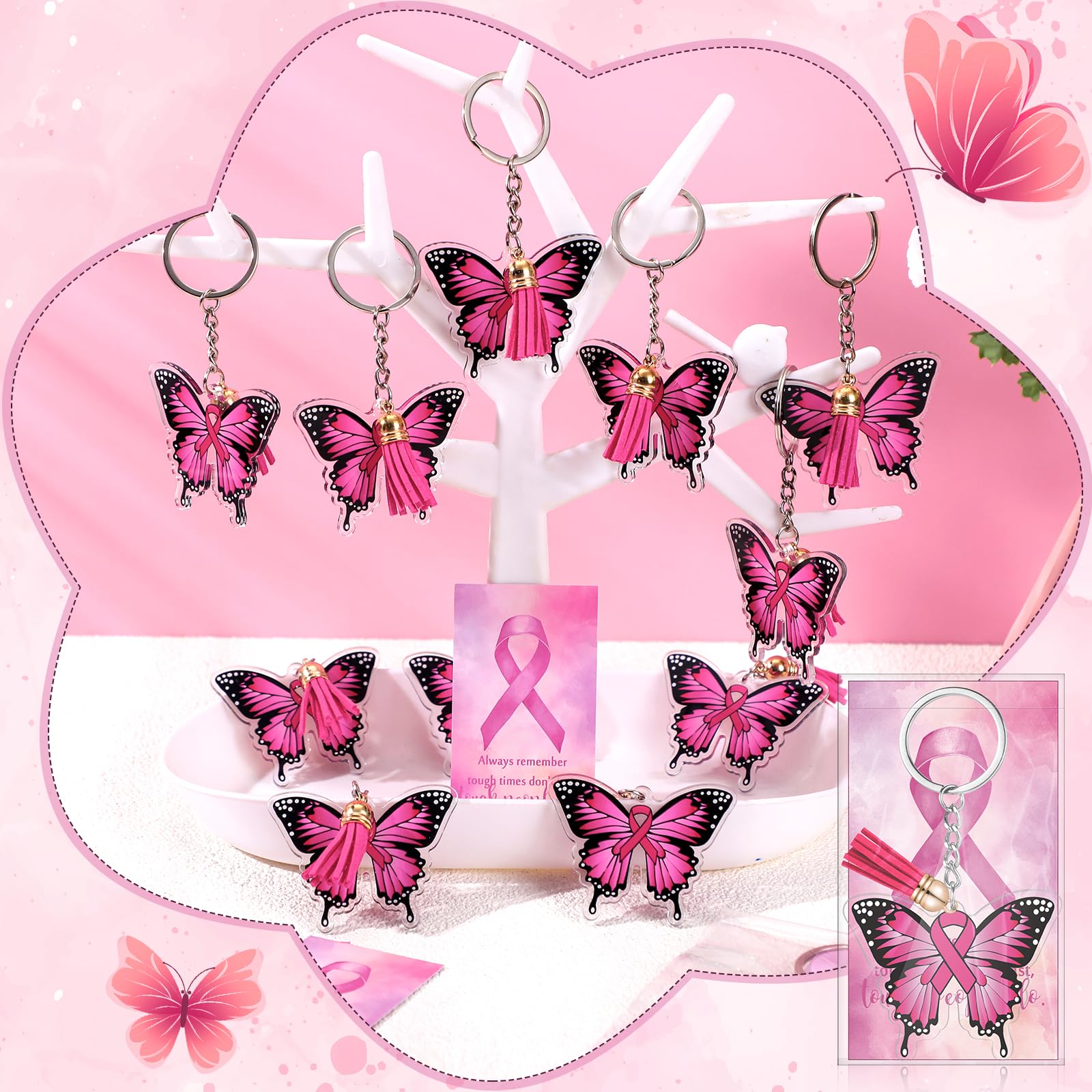Butterfly Cancer Awareness Keychain - Inspirational Ribbon Gift for Women Survivors - Perfect for Support, Fundraising & Everyday Encouragement