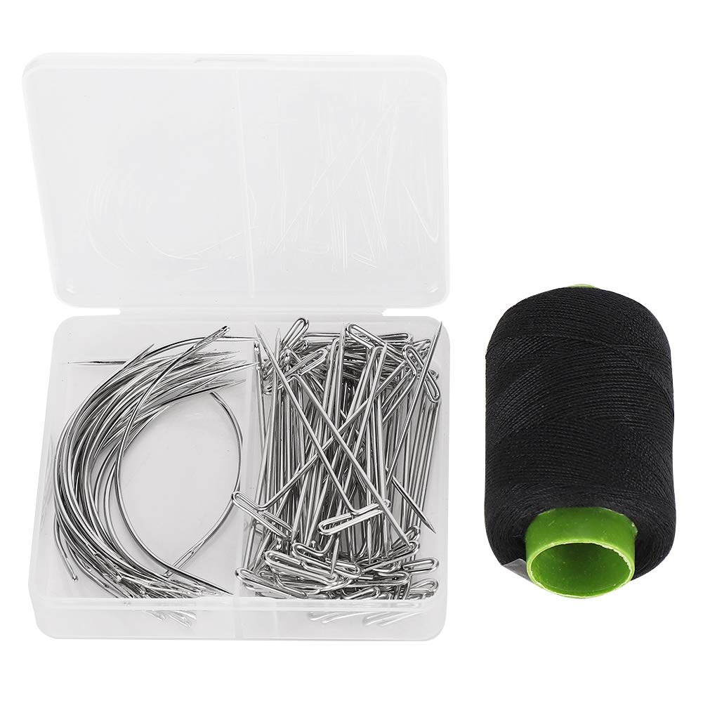 70pcs Wig Making Pins Needles Set - T Pins & C Curved Needles with Yarn Thread for Wig Making, Blocking Knitting, and Craft Modeling | Perfect for DIY Hair Styling, Costume Design, and Fiber Art Projects