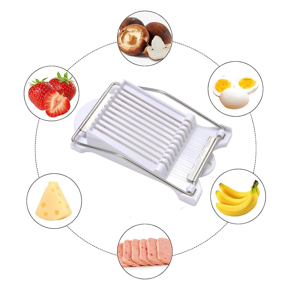 Premium Stainless Steel Wire Egg & Fruit Slicer - Perfect for Luncheon Meat, Onions, Strawberries, Avocado, Mango, Tomato, Banana & Tofu - Ideal for Meal Prep, Salad Making & Party Platters