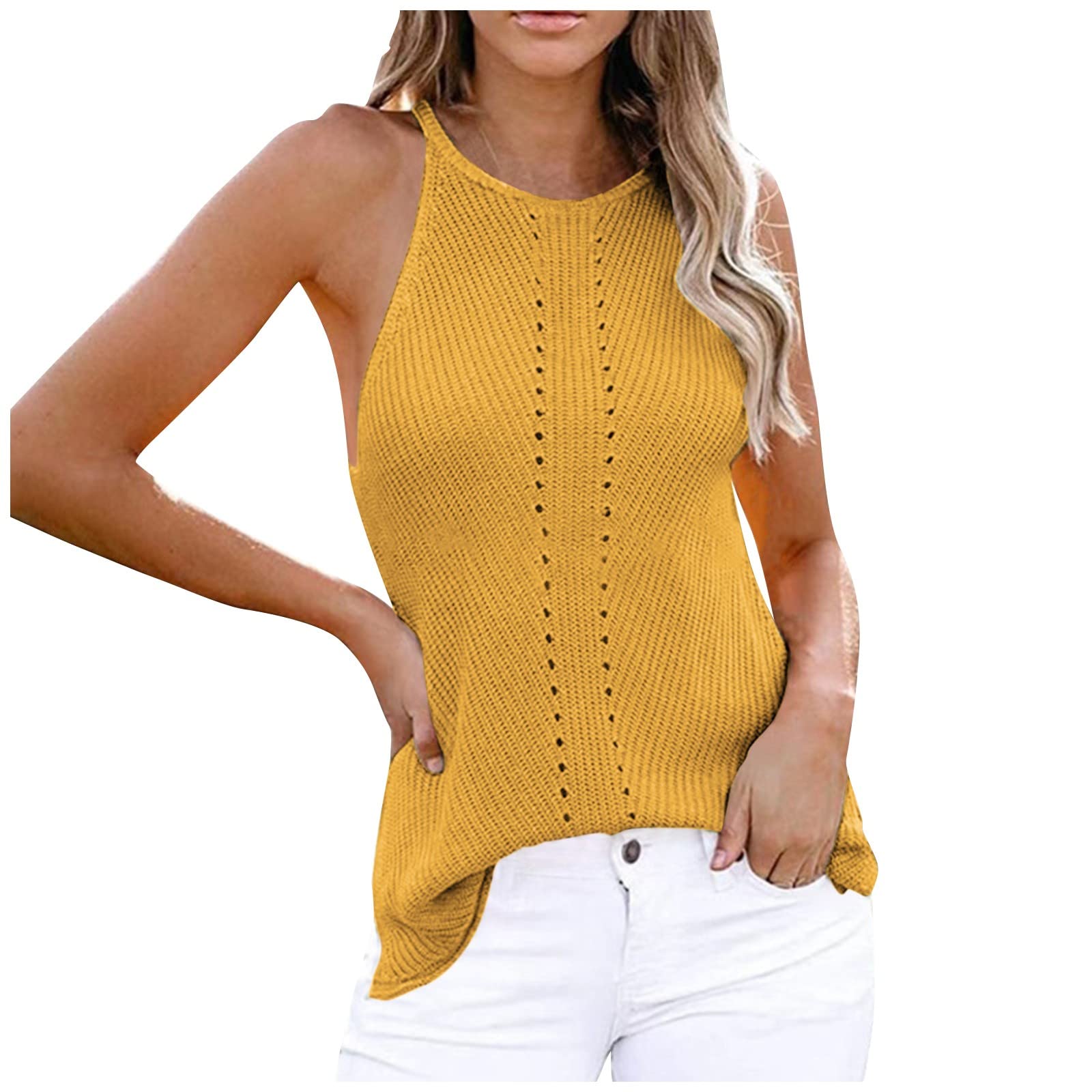 Women's Summer Sleeveless Loose Tank Tops - Solid Color Casual V-Neck Cami for Streetwear & Beach Outfits | Perfect for Daily Wear, Vacation & Outdoor Activities