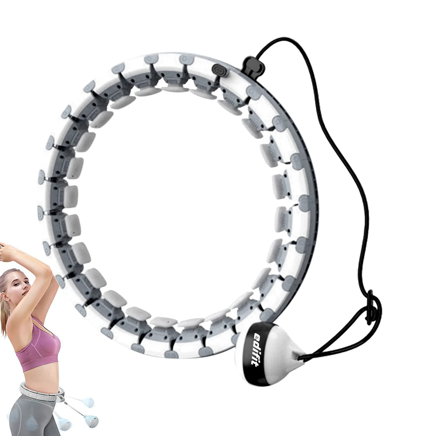 EDIFIT Adjustable Weighted Hula Hoop for Adults - 24 Detachable Segments, Weight Loss & Fitness Workout - Perfect for Home Gym, Outdoor Exercise & Toning