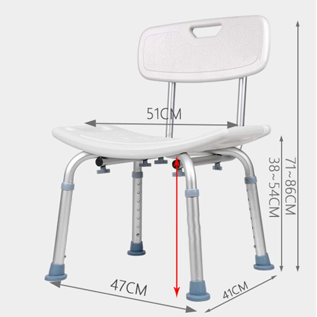CHEWYNP Folding Shower Chair for Elderly & Disabled - Non-Slip Bath Stool with Back Support, Adjustable Height for Adults, Pregnant Women & Seniors - Perfect for Bathroom Safety & Assisted Living (Size B)