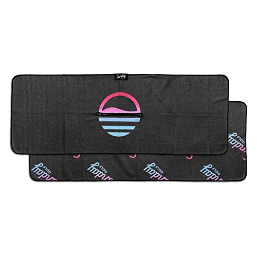 Sunday Golf Microfiber Golf Towel 14x40 Inches - Premium Waffle Pattern with Center Slit - Absorbent & Durable - Miami Vice Design - Perfect for Golfers, Caddies & Club Cleaning