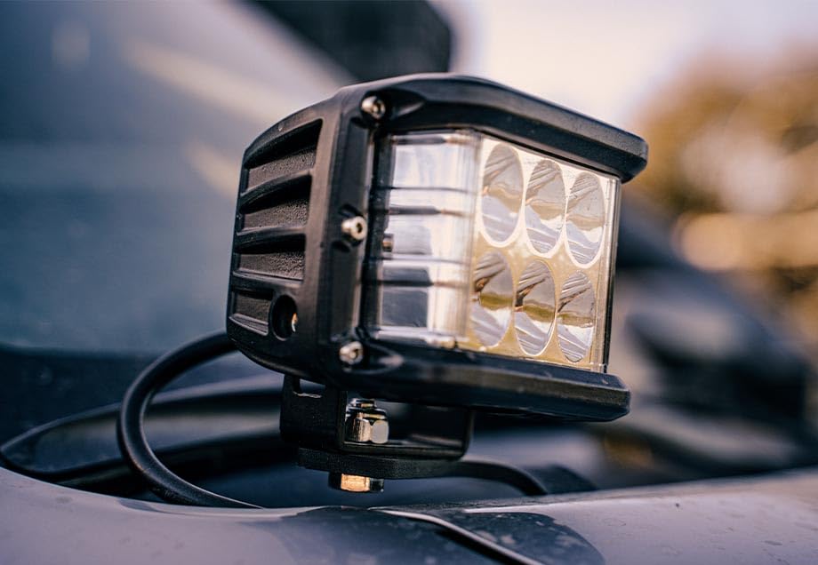 Cali Raised LED Low Profile Ditch Light Brackets Kit for 2014-2021 Toyota Tundra - 27W Side Projecting LED Pods with Wiring Harness (No Switch) - Perfect for Off-Roading, Night Driving & Adventure Vehicles