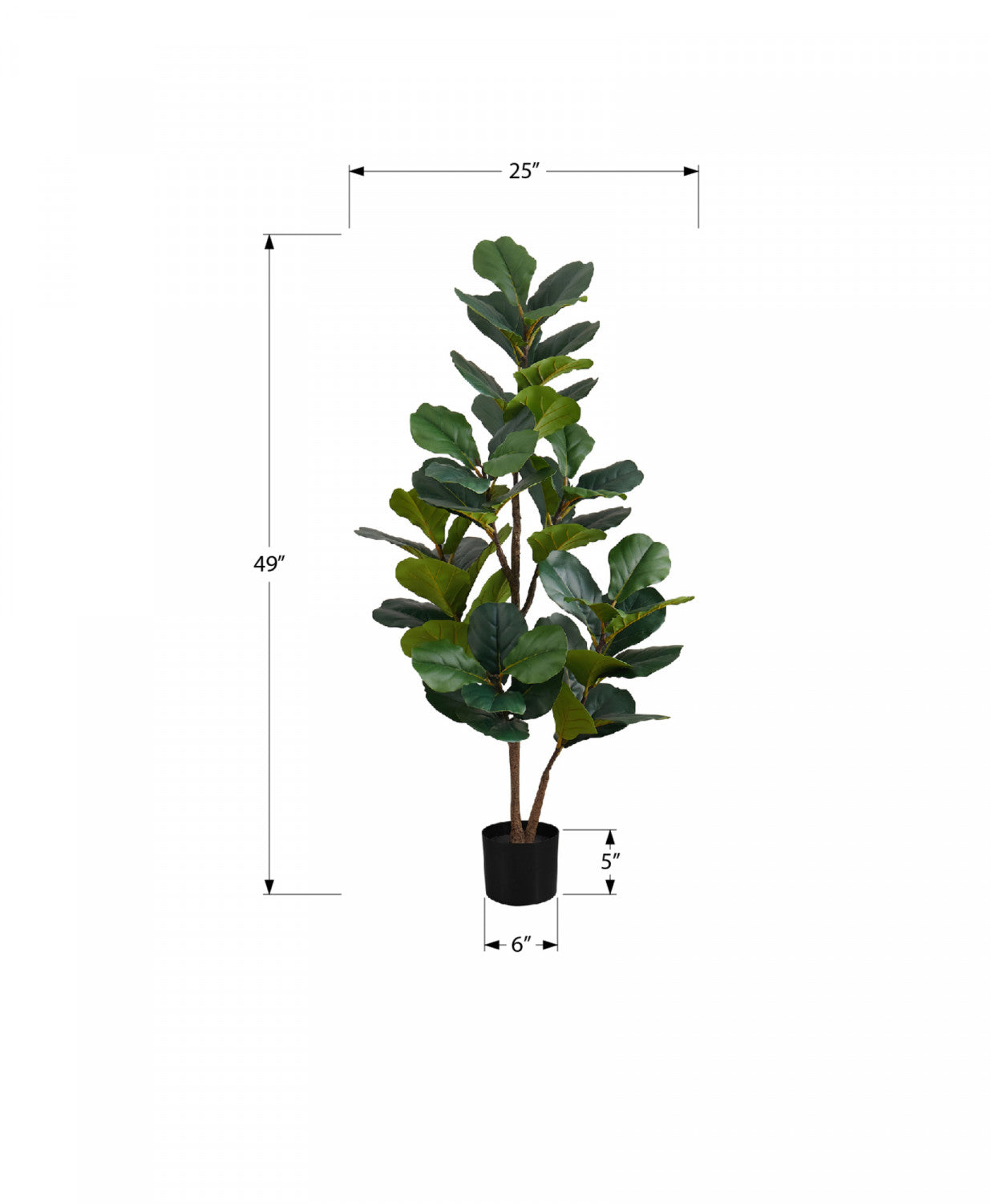 49 Pack Fiddle Leaf Fig Tree Artificial Plants with 5 Black Pots - Realistic Fake Indoor Plants for Home Decor, Office, Living Room, Bedroom, and Wedding Centerpieces