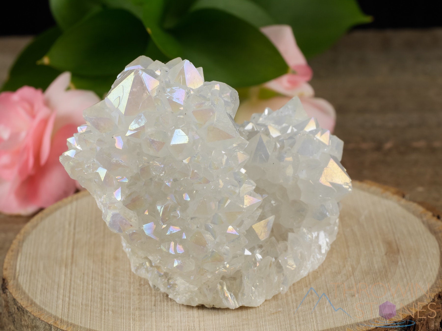 AURA QUARTZ Angel White Rainbow Quartz Crystal Cluster - Natural Spirit Quartz for Healing, Meditation & Energy Work - Metaphysical Crystal Decor (R0440) - Perfect for Home Decor, Yoga Spaces & Spiritual Gifts