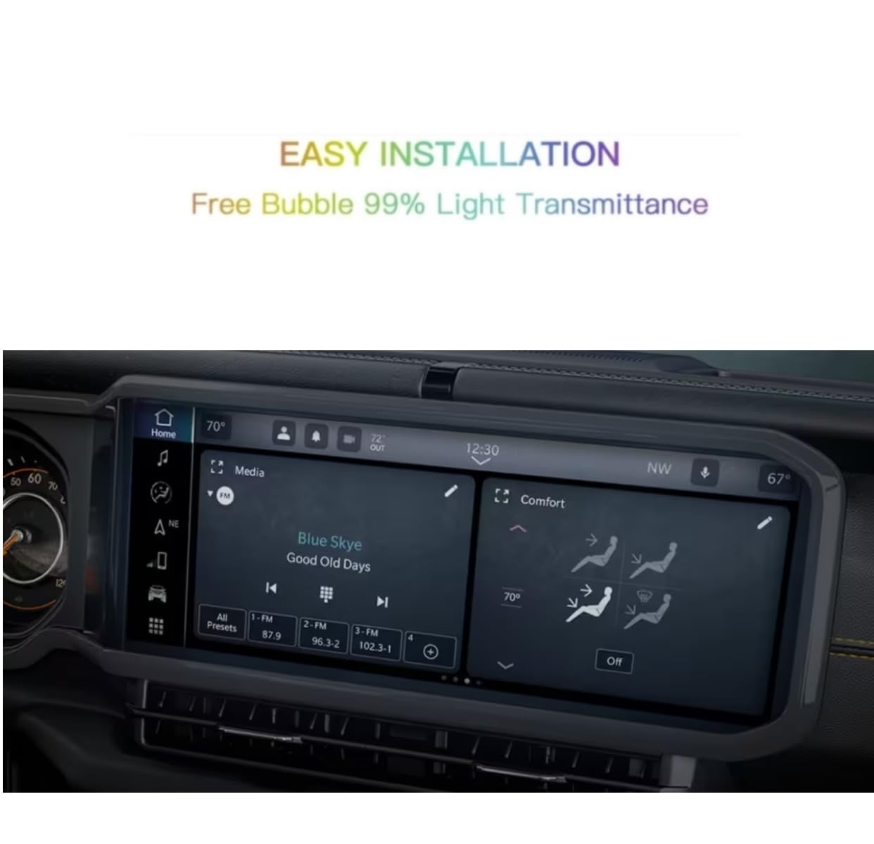 SSSKY Premium 12.3 Inch Screen Protector for 2024 Jeep Wrangler Uconnect 5 System - Anti-Scratch, Shatterproof, HD Clear Touchscreen Protection - Perfect for Off-Road Adventures & Daily Driving