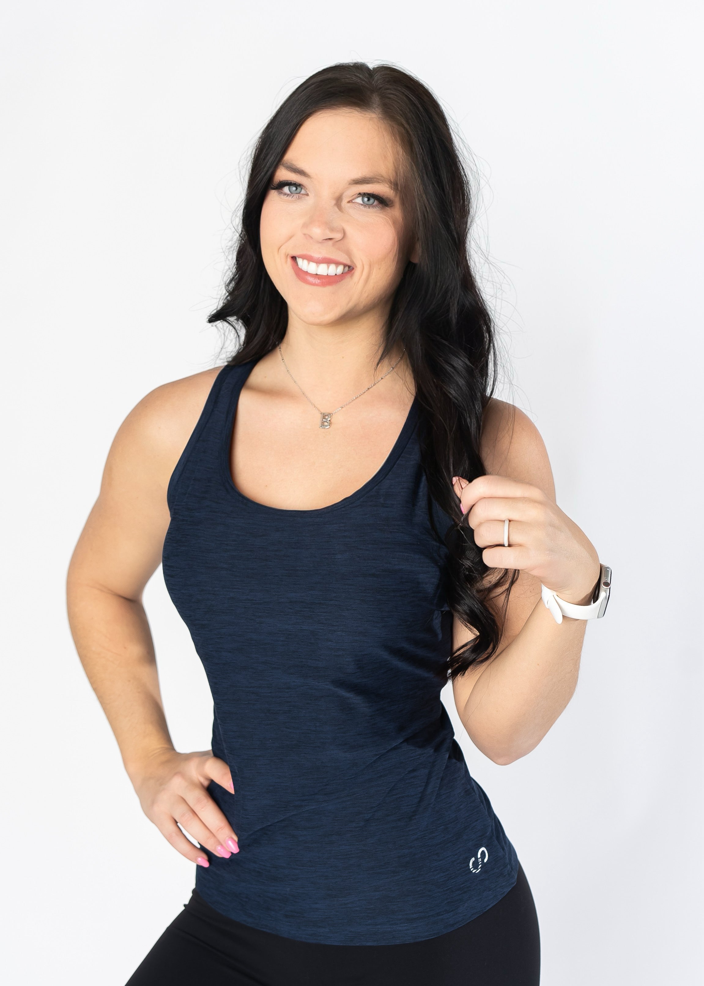 Dream Strappy Tank Top for Women - Soft Comfortable Navy Blue Sleeveless Shirt for Casual Wear, Yoga & Summer Outfits