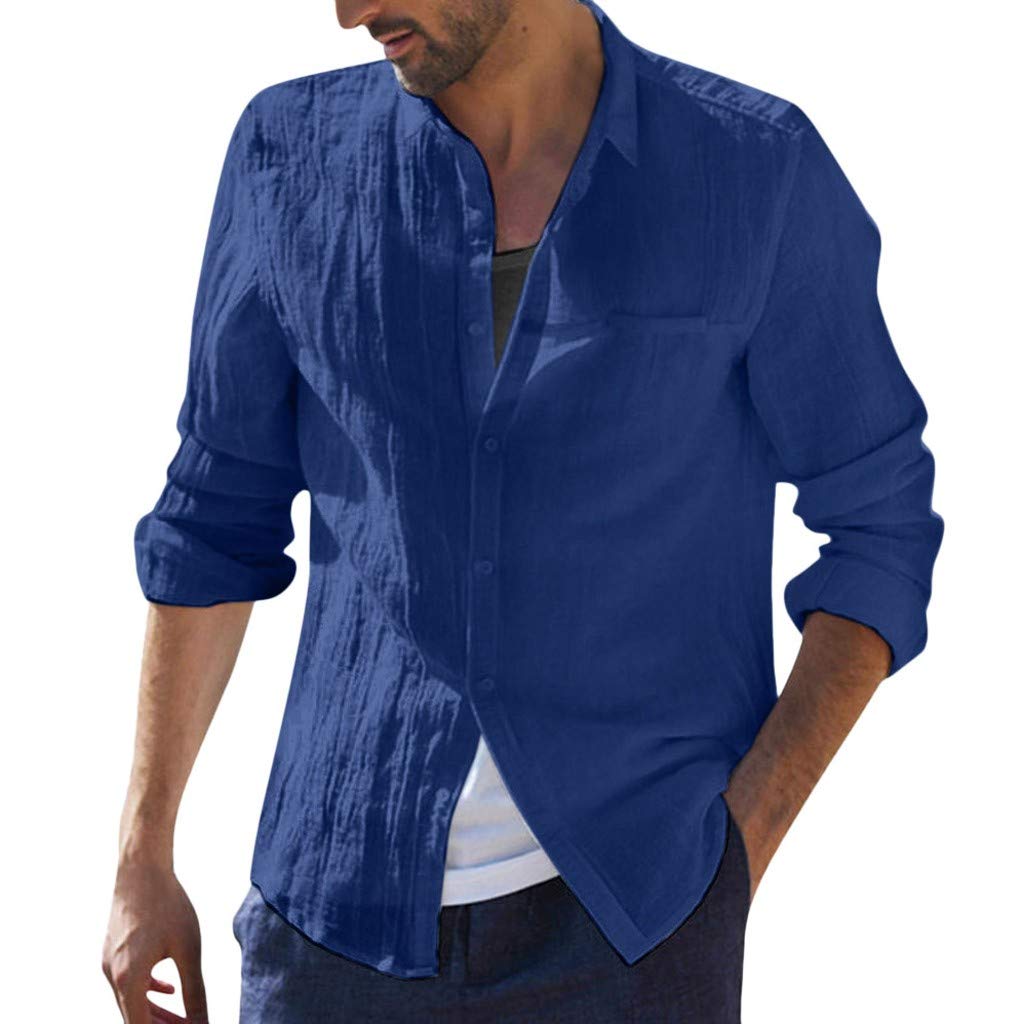 Men's Cotton Linen Retro Button Shirt - Casual & Dress Wear
