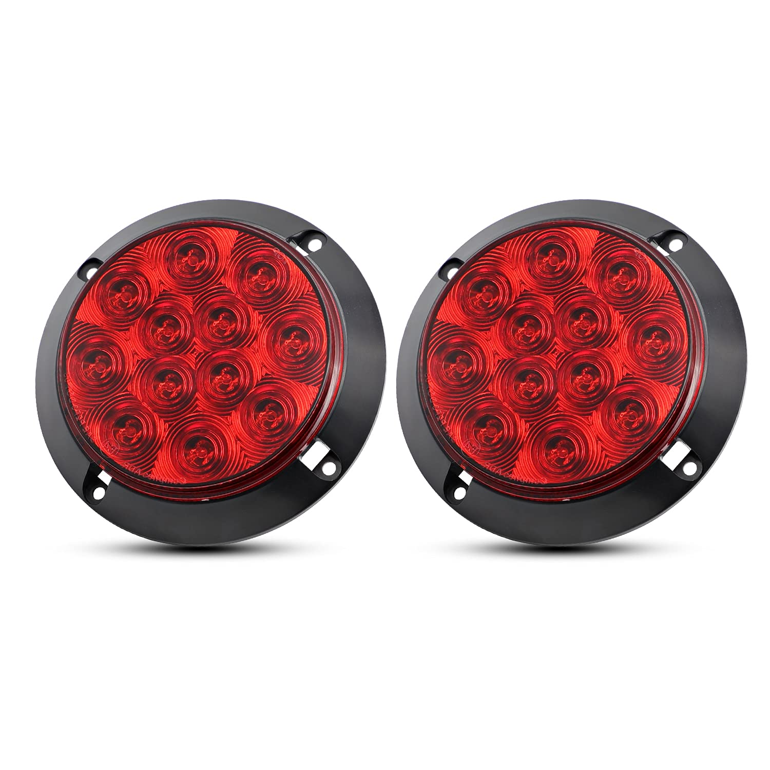 Meerkatt 4 Inch Round LED Tail Lights - 12V DC Red Turn Signal Lights with Polycarbonate Lens, Durable Shockproof Waterproof Design for Lorry, Truck, Bus, Tractor & Car - Perfect for Heavy Duty Vehicles & Off-Road Use