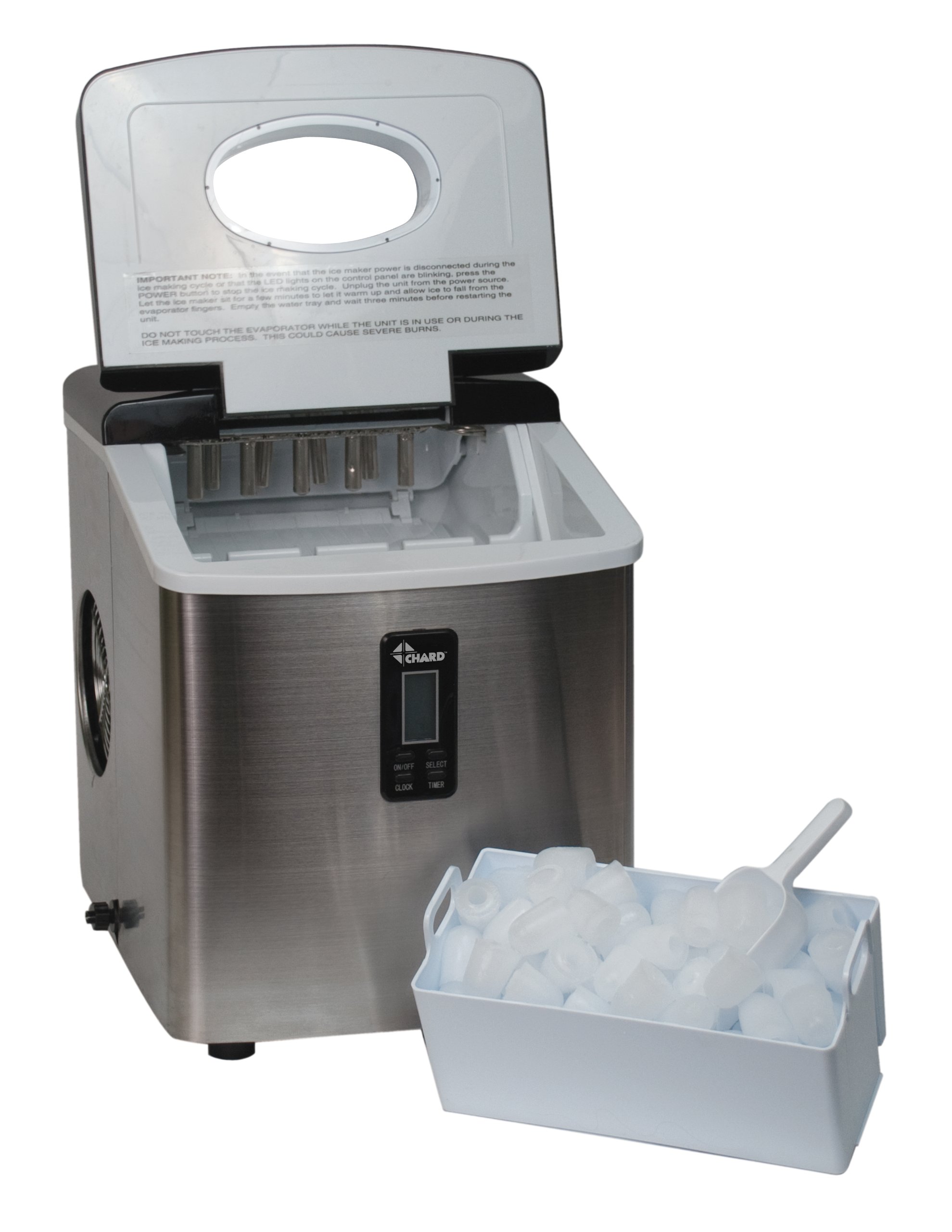 CHARD IM-12SS Commercial Ice Maker Machine with LCD Display - 26 lbs. Daily Output, Stainless Steel Construction - Perfect for Restaurants, Bars, and Home Kitchens