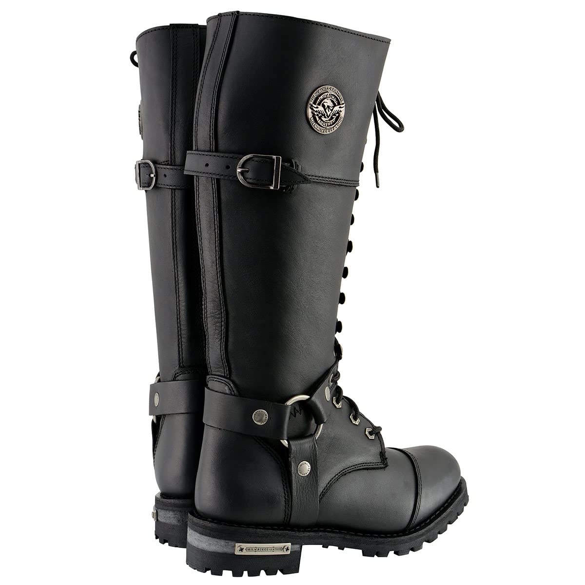 Milwaukee Leather MBL9390 Women's Black 16-Inch Lace-Up Motorcycle Boots - Premium Leather Riding Boots for Women - Perfect for Motorcycle Rides, Biker Events & Outdoor Adventures