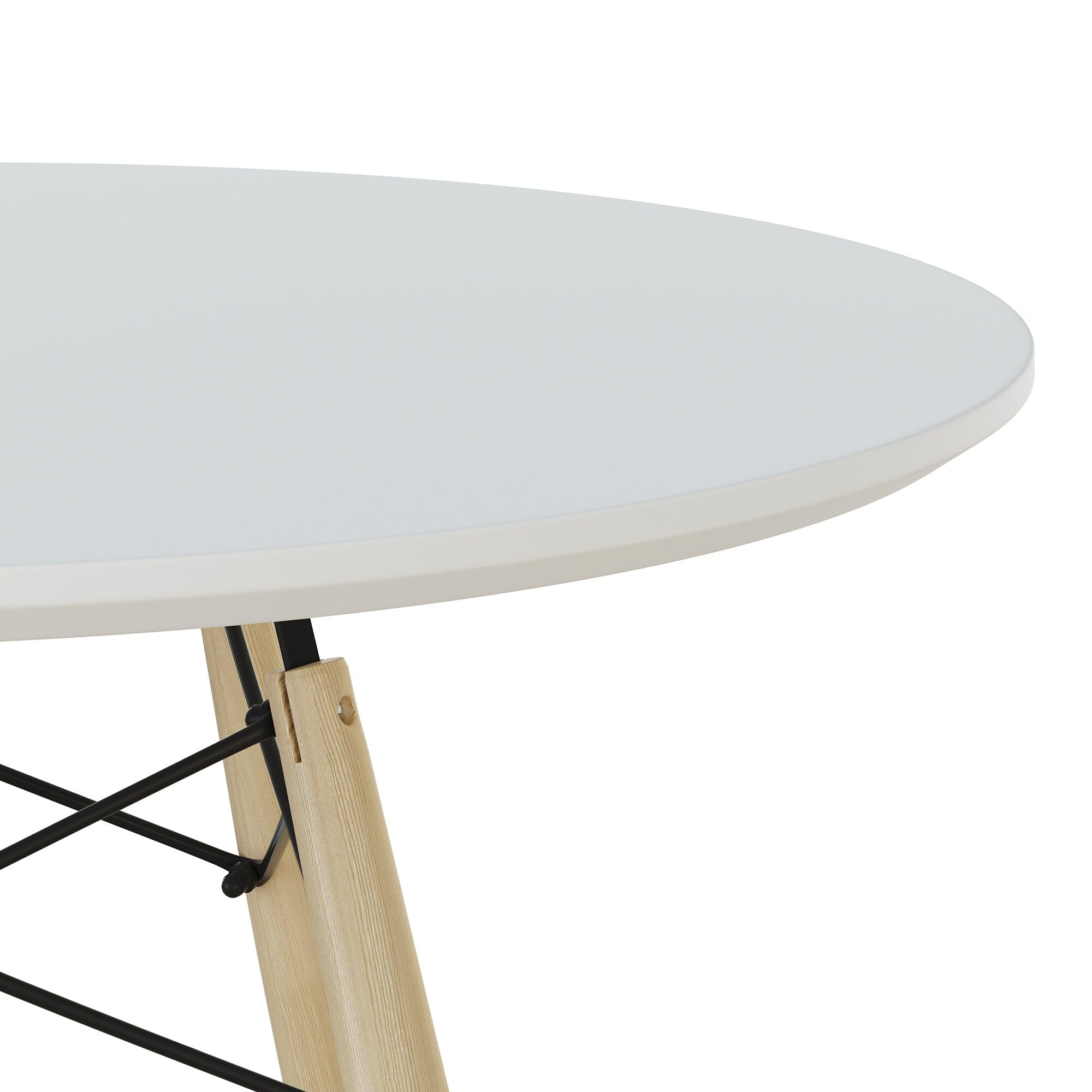 Aeon Parisian-32 Inch Modern Farmhouse Dining Table with White Top & Natural Wood Legs - Perfect for Kitchen, Dining Room, and Small Space Gatherings