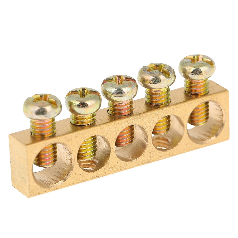 ViaGasaFamido 10pcs 5 Hole Brass Ground Bar - Electrical Wiring & Distribution for Home/Workshop