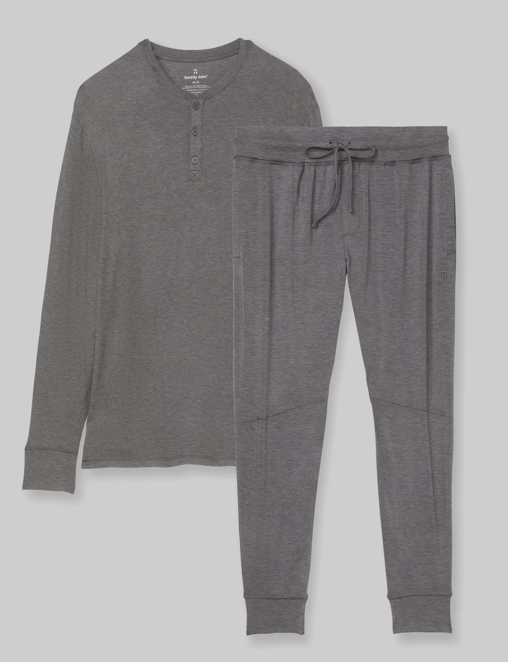 Premium Men's Henley Shirt & Jogger Pajama Set - Soft Cotton Lounge Wear for Relaxing at Home, Sleepwear & Comfortable Outfit for Lounging, Travel & Casual Wear