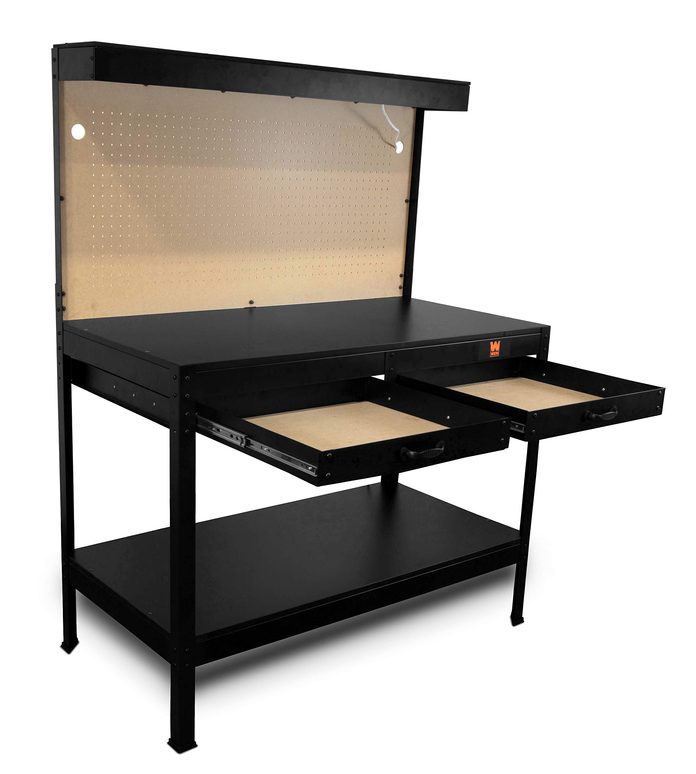 WEN Heavy Duty Workbench with Storage Drawers & Akro-Mils Plastic Parts Organizer Cabinet - Perfect for Garage Workshop, DIY Projects, and Tool Organization