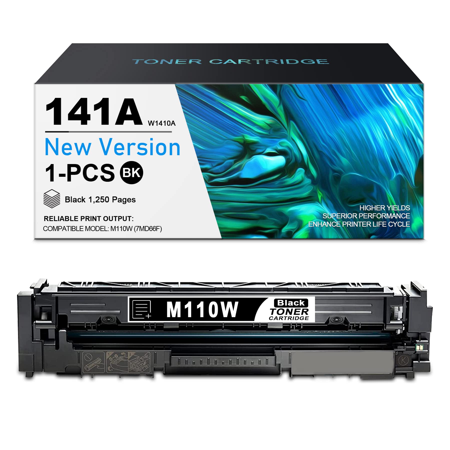 HP W1410A M110w (7MD66F) Compatible 141A Black Toner Cartridge with Chip - 1 Pack Replacement for Laser Printers | Home Office & Small Business Printing Solution