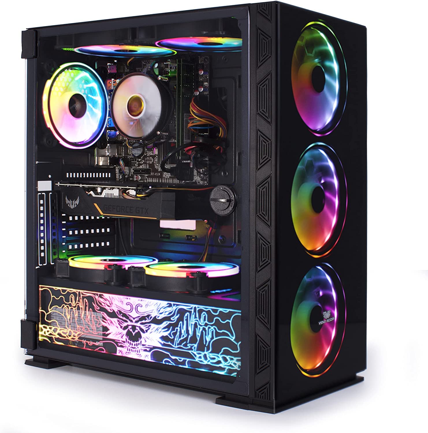 Veno Scorp Gaming PC - Intel Core i5 4.3GHz, 16GB RAM, GT 1030 2GB Graphics, 240GB SSD + 1TB HDD, Windows 10, Wi-Fi, NeonZilla 8 ARGB Case (Renewed) - Perfect for Esports, Streaming & High-Performance Gaming