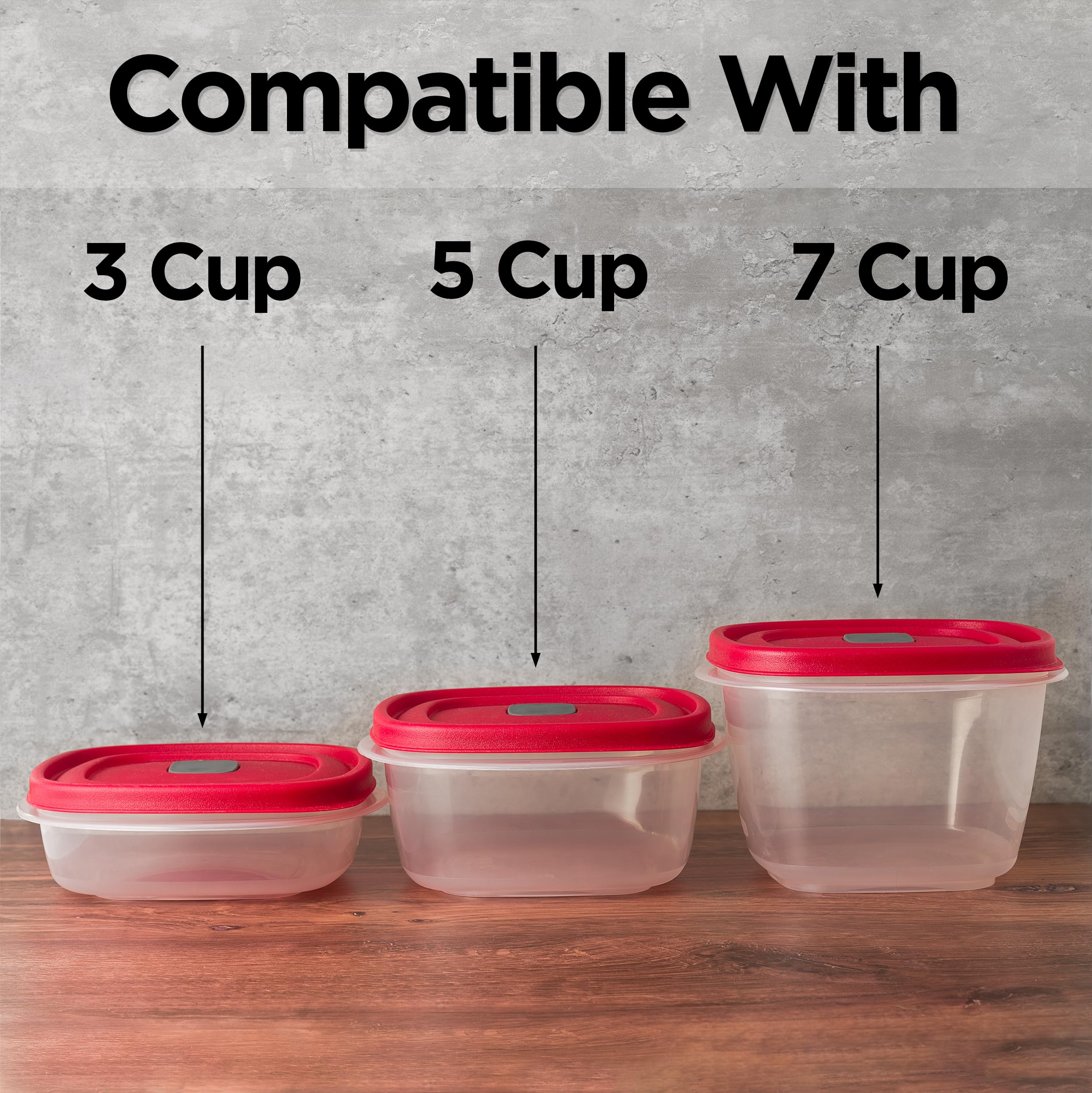 Rubbermaid Food Storage Container Replacement Lids - 6-Pack for 3/5/7-Cup Containers - Airtight & Leakproof - Perfect for Meal Prep, Leftovers & Kitchen Organization