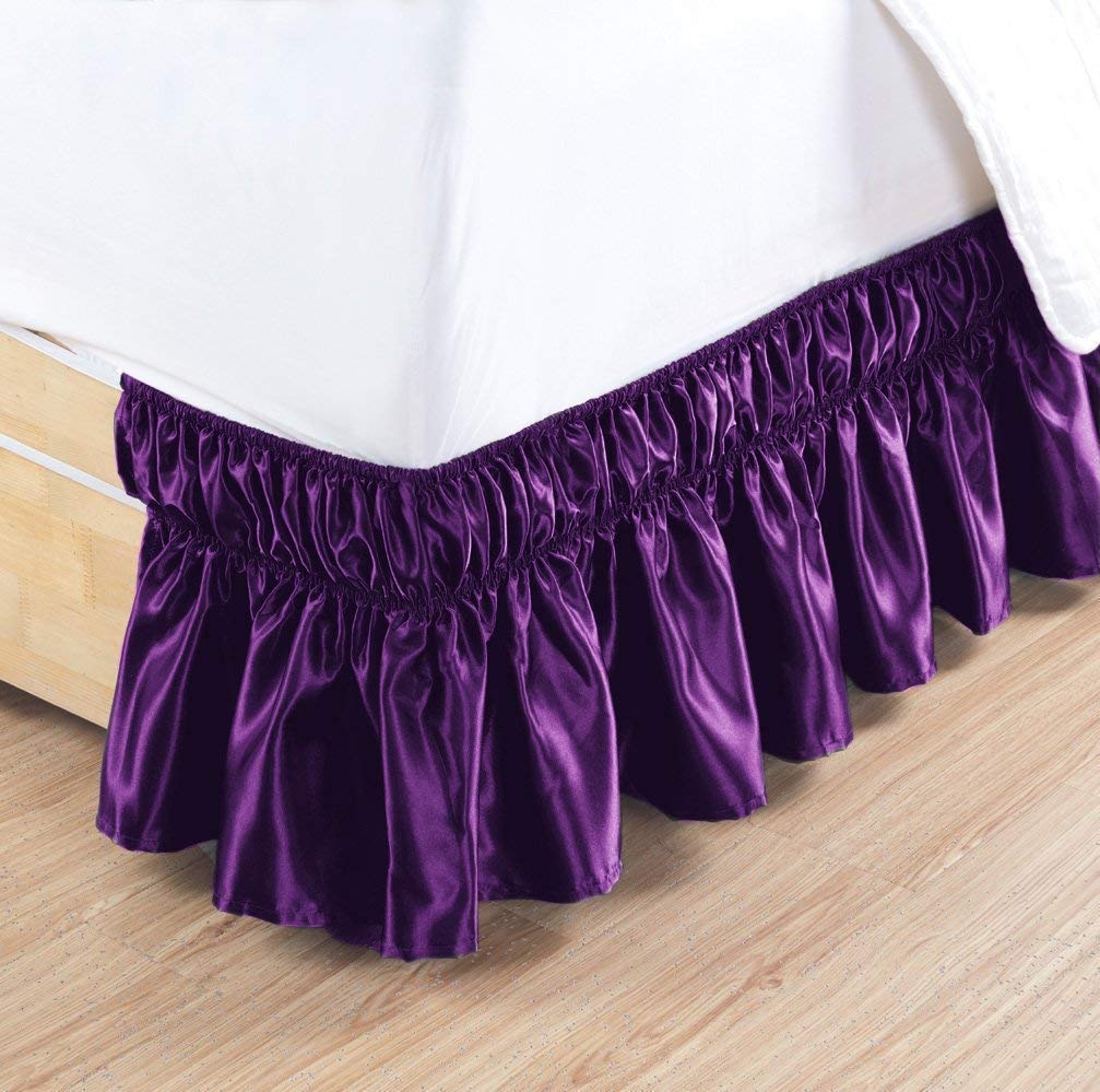 Luxury 500 GSM 100% Silky Satin 8-Piece Queen/Cal-King Bedding Set - Hotel Quality Soft Comforter Set in Purple | Perfect for Master Bedrooms, Guest Rooms & Luxury Hotels