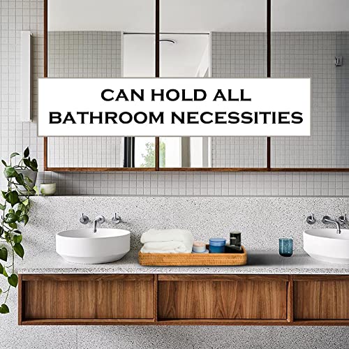Rattan Toilet Tank Basket - Woven Wicker Tray for Bathroom Storage (17x6x2 inches, Honey Brown) | Decorative Towel Holder & Counter Organizer | Perfect for Guest Bathrooms, Bread Serving, and Shelf Decor