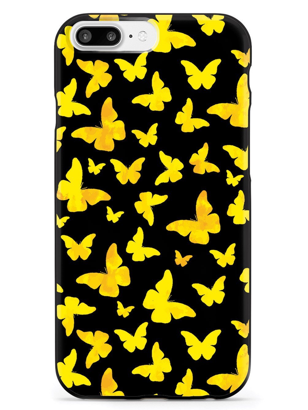 **Inspired Cases for iPhone 8 Plus - 3D Textured Protective Phone Cover with Yellow Butterflies Design - Shockproof & Slim Fit - Perfect for Daily Use, Travel & Outdoor Activities**