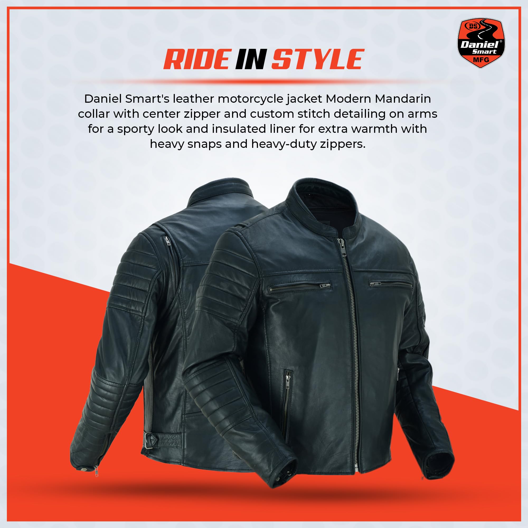 Premium Men's Motorcycle Leather Jacket - Genuine Lambskin Biker Jacket with Zipper & Multiple Pockets - Stylish & Durable Riding Gear for Harley, Cruiser & Street Bikes - Perfect for Daily Commute, Road Trips & Motorcycle Events