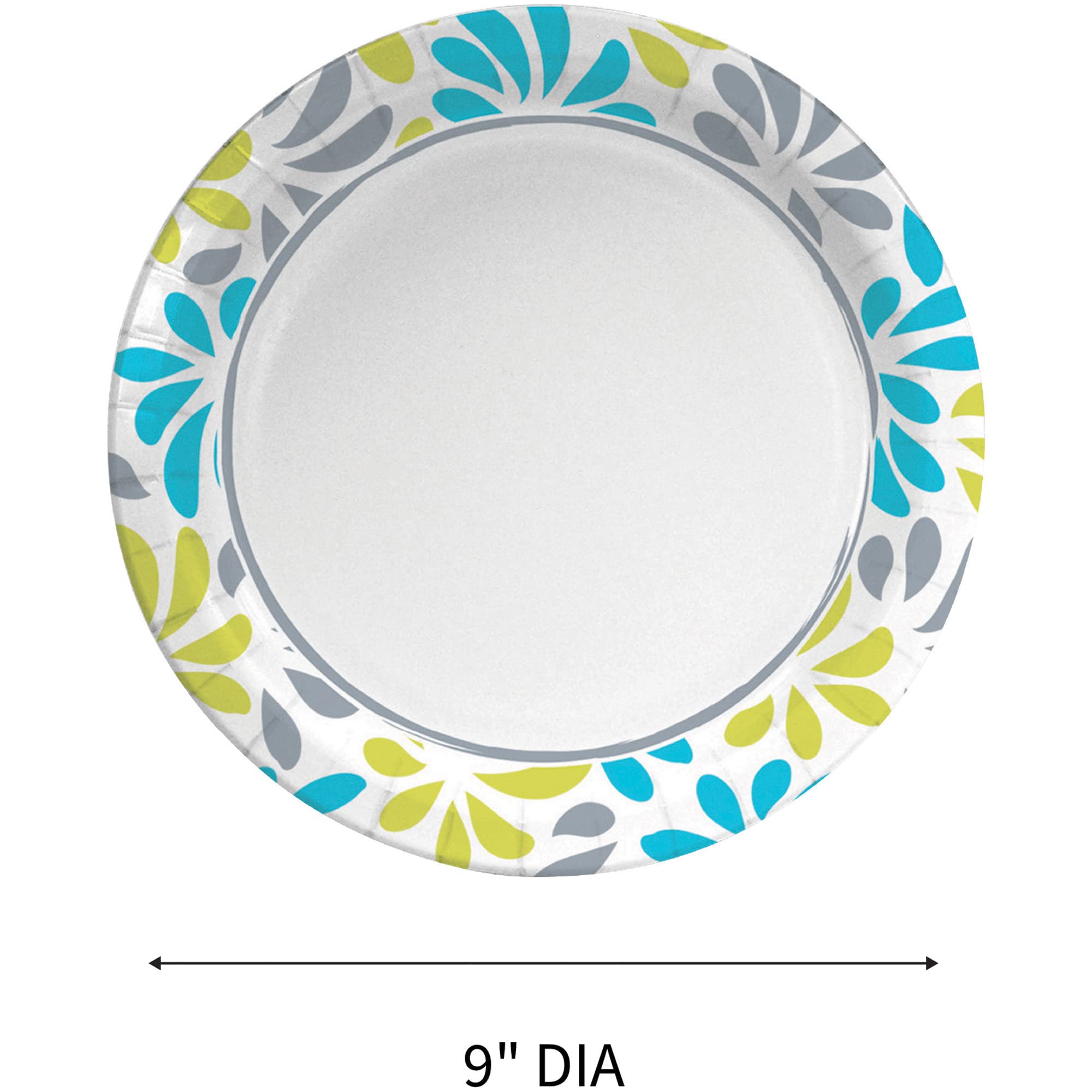 Genuine Joe 9 Inch Printed Paper Plates - 125 Count, Disposable Party Plates for Birthday, BBQ, Picnic & Holiday Celebrations